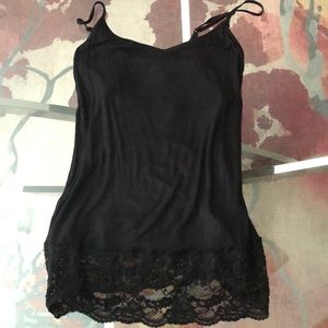 CABI Black Tank (Long with Lace Trim) - Size L
